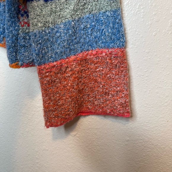 Sincerely Jules Colorful Patchwork Cowl Neck Chunky Bell Sleeve Sweater Size XS - Picture 2 of 11